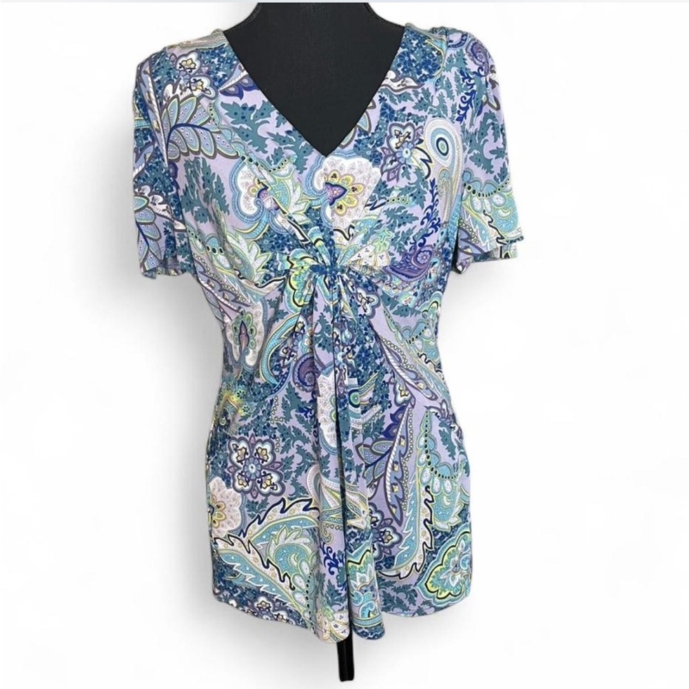 Daisy Fuentes Paisley Blouse Boho Blue and Purple Women’s L